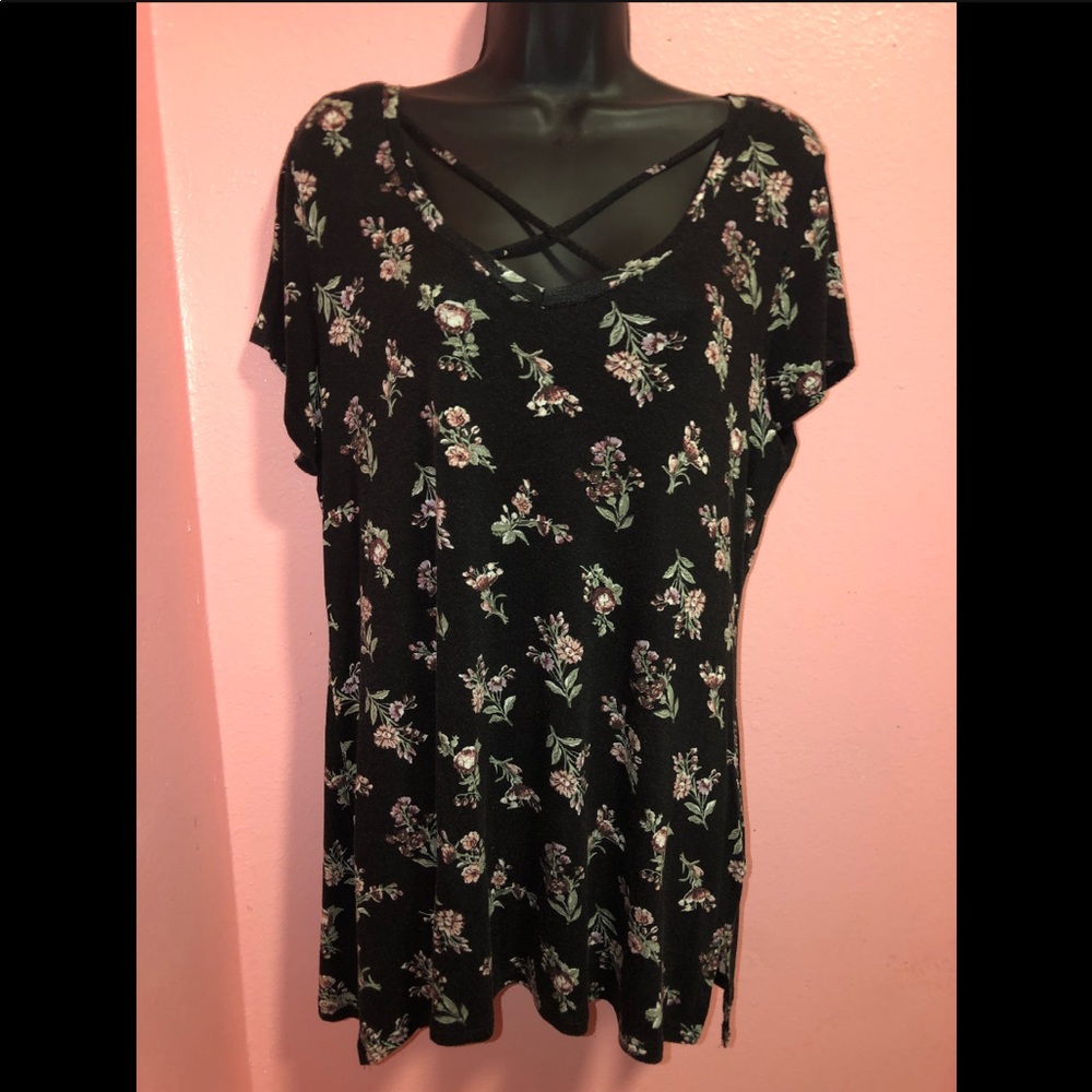 Black floral Vintage Blouse